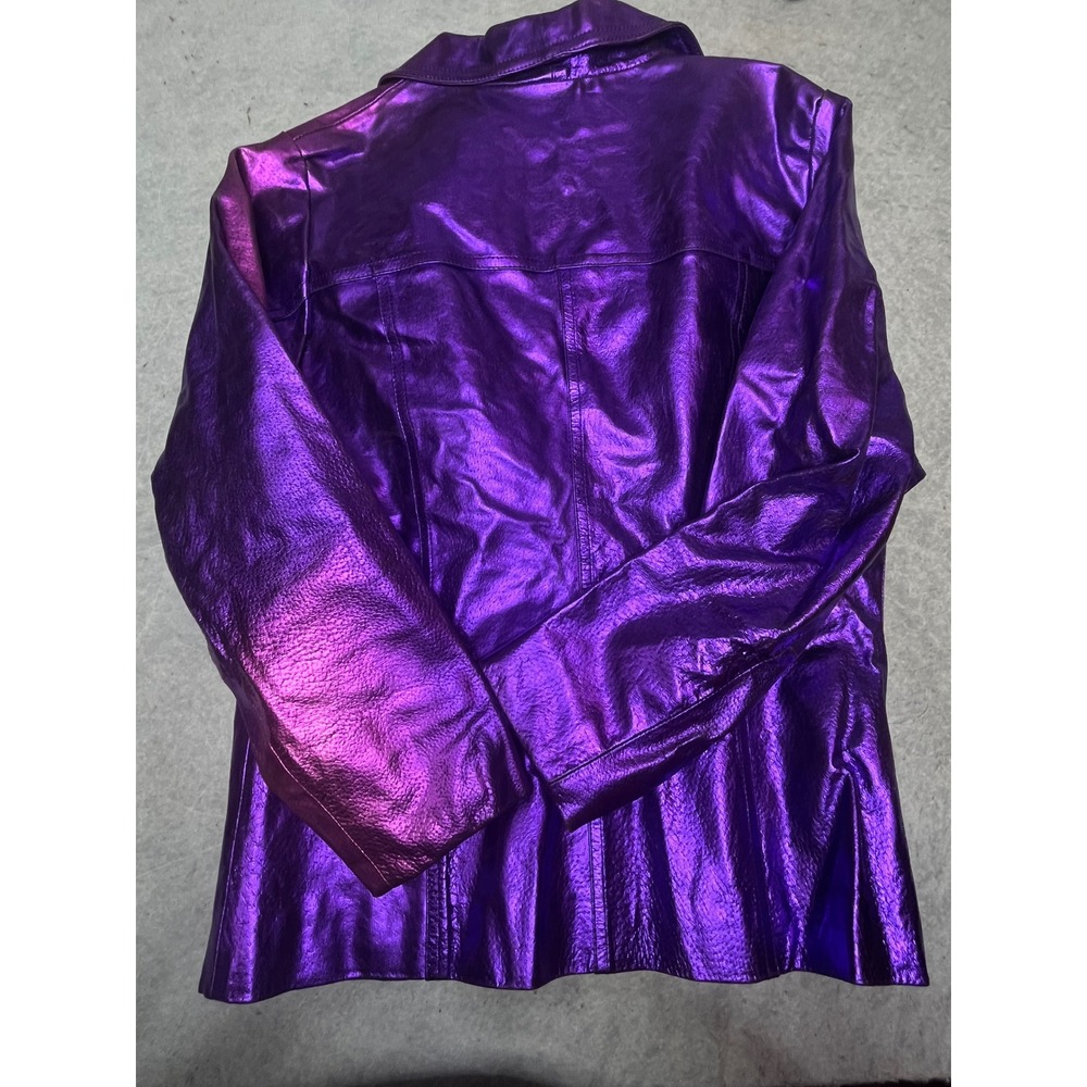 Wilsons Maxima Metallic Purple Leather festival jacket Womens Medium vintage - Picture 7 of 8